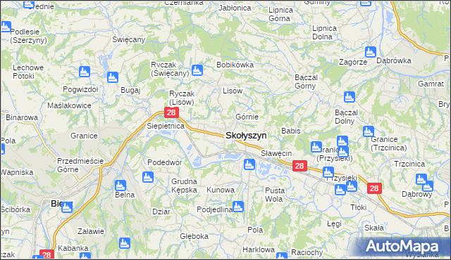 mapa Skołyszyn, Skołyszyn na mapie Targeo