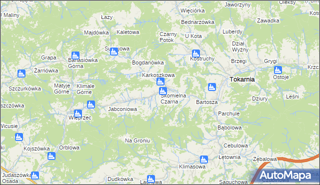 mapa Skomielna Czarna, Skomielna Czarna na mapie Targeo