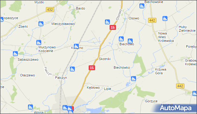 mapa Skotniki gmina Miłosław, Skotniki gmina Miłosław na mapie Targeo