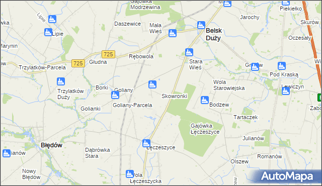 mapa Skowronki gmina Belsk Duży, Skowronki gmina Belsk Duży na mapie Targeo