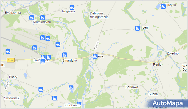 mapa Sława gmina Świdwin, Sława gmina Świdwin na mapie Targeo