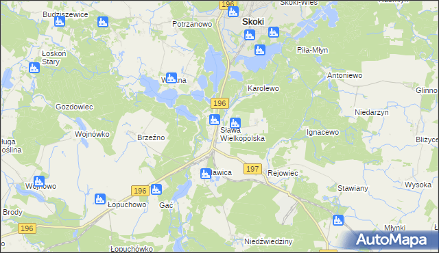 mapa Sława Wielkopolska, Sława Wielkopolska na mapie Targeo