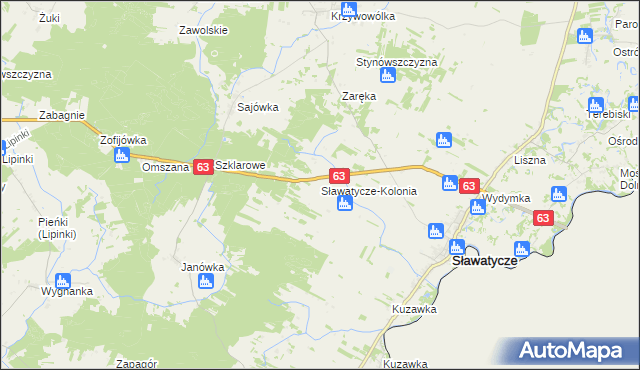 mapa Sławatycze-Kolonia, Sławatycze-Kolonia na mapie Targeo