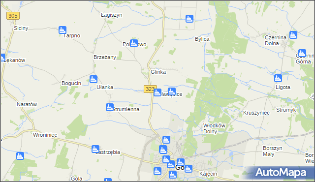 mapa Sławęcice gmina Góra, Sławęcice gmina Góra na mapie Targeo