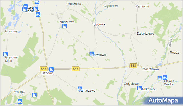 mapa Sławkowo gmina Działdowo, Sławkowo gmina Działdowo na mapie Targeo