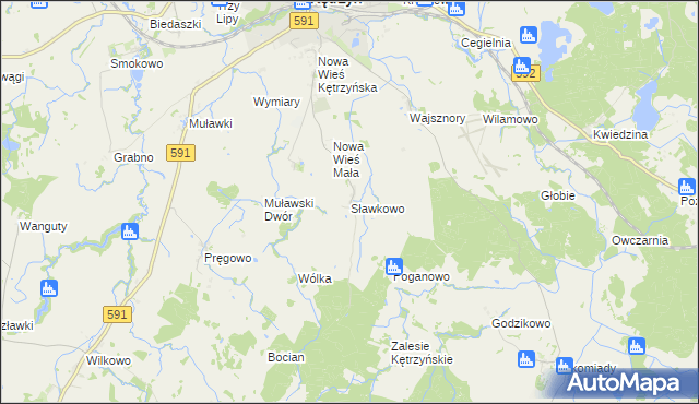 mapa Sławkowo gmina Kętrzyn, Sławkowo gmina Kętrzyn na mapie Targeo