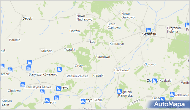 mapa Sławkowo gmina Szreńsk, Sławkowo gmina Szreńsk na mapie Targeo