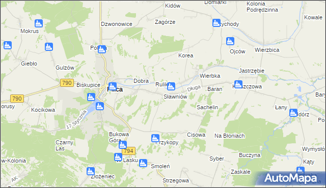 mapa Sławniów, Sławniów na mapie Targeo