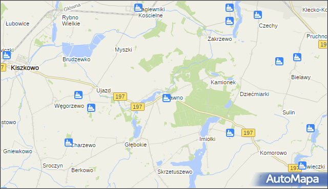 mapa Sławno gmina Kiszkowo, Sławno gmina Kiszkowo na mapie Targeo