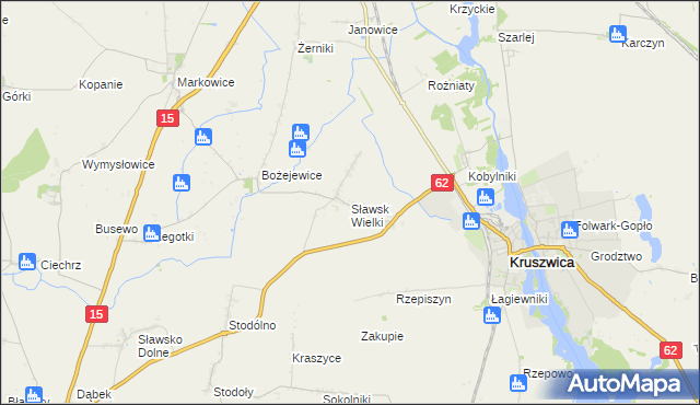 mapa Sławsk Wielki, Sławsk Wielki na mapie Targeo