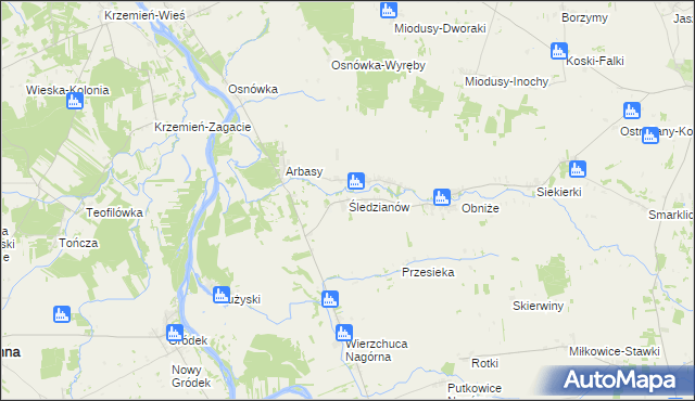 mapa Śledzianów, Śledzianów na mapie Targeo