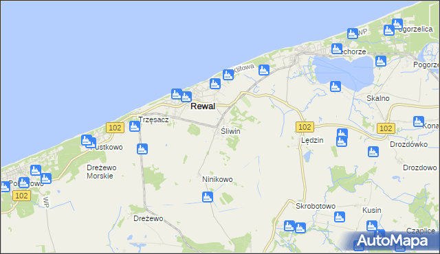mapa Śliwin, Śliwin na mapie Targeo