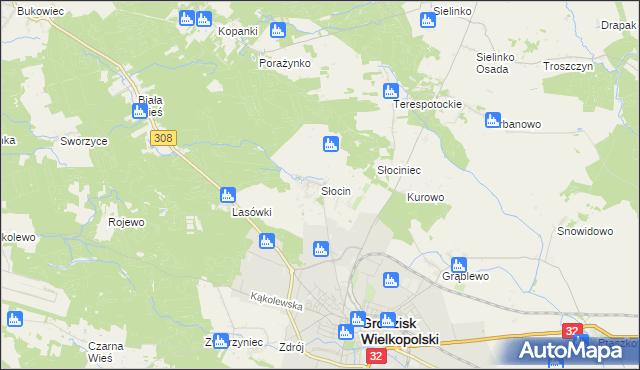 mapa Słocin, Słocin na mapie Targeo