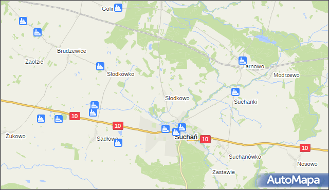 mapa Słodkowo, Słodkowo na mapie Targeo