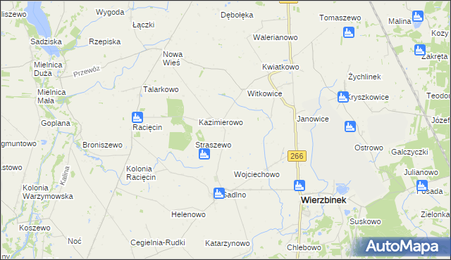 mapa Słomkowo gmina Wierzbinek, Słomkowo gmina Wierzbinek na mapie Targeo