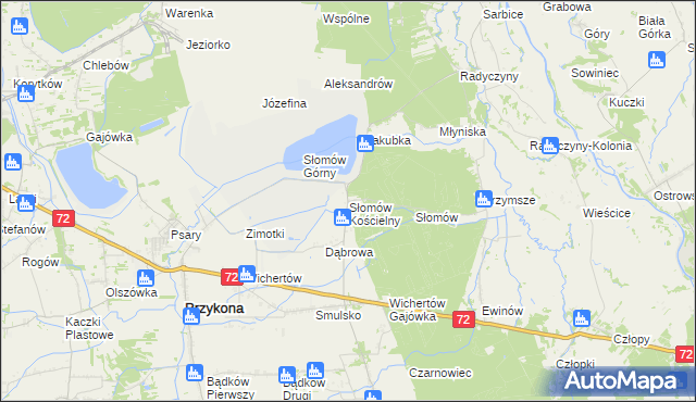 mapa Słomów Kościelny, Słomów Kościelny na mapie Targeo