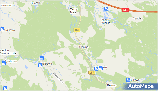 mapa Słonino, Słonino na mapie Targeo