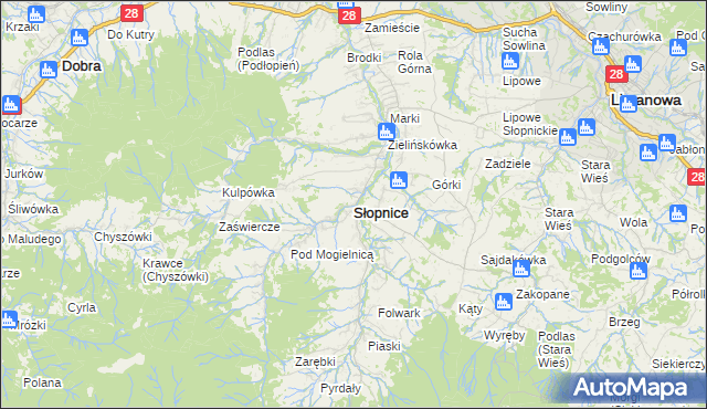 mapa Słopnice, Słopnice na mapie Targeo