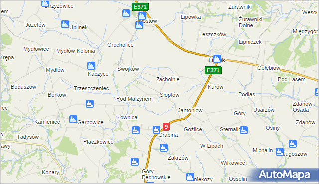 mapa Słoptów, Słoptów na mapie Targeo