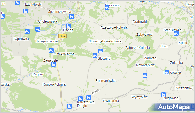 mapa Słotwiny gmina Karczmiska, Słotwiny gmina Karczmiska na mapie Targeo