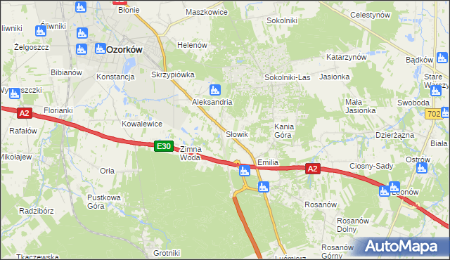 mapa Słowik gmina Zgierz, Słowik gmina Zgierz na mapie Targeo