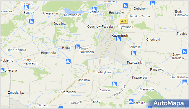 mapa Słowiki gmina Koźminek, Słowiki gmina Koźminek na mapie Targeo