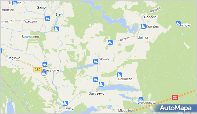 mapa Słowin, Słowin na mapie Targeo