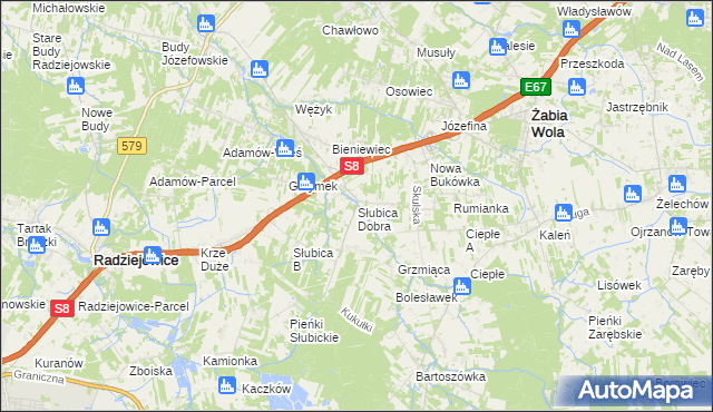 mapa Słubica Dobra, Słubica Dobra na mapie Targeo