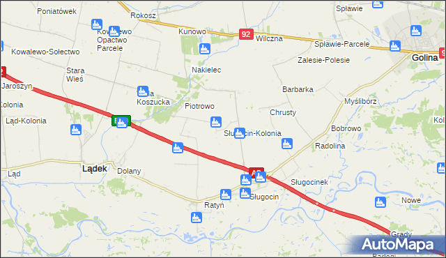 mapa Sługocin-Kolonia, Sługocin-Kolonia na mapie Targeo