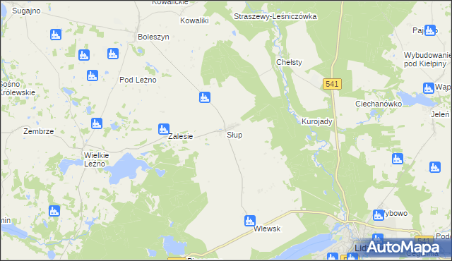 mapa Słup gmina Lidzbark, Słup gmina Lidzbark na mapie Targeo