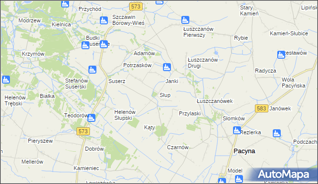 mapa Słup gmina Szczawin Kościelny, Słup gmina Szczawin Kościelny na mapie Targeo