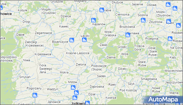 mapa Słupia gmina Jodłownik, Słupia gmina Jodłownik na mapie Targeo