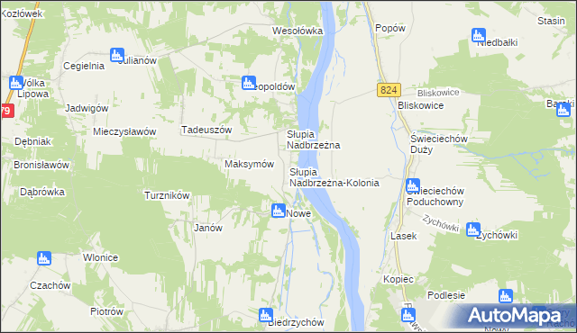 mapa Słupia Nadbrzeżna-Kolonia, Słupia Nadbrzeżna-Kolonia na mapie Targeo