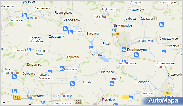 mapa Słupów, Słupów na mapie Targeo