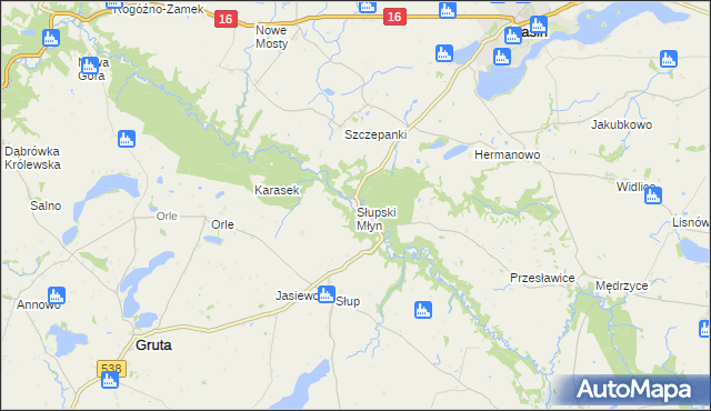 mapa Słupski Młyn, Słupski Młyn na mapie Targeo