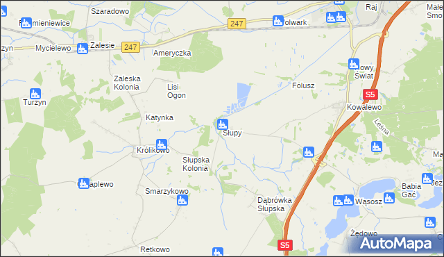 mapa Słupy gmina Szubin, Słupy gmina Szubin na mapie Targeo