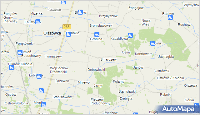 mapa Smardzew gmina Grabów, Smardzew gmina Grabów na mapie Targeo