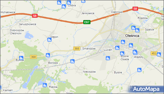 mapa Smardzów gmina Oleśnica, Smardzów gmina Oleśnica na mapie Targeo