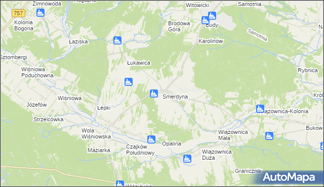 mapa Smerdyna, Smerdyna na mapie Targeo