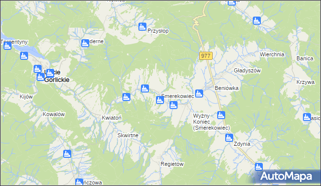 mapa Smerekowiec, Smerekowiec na mapie Targeo