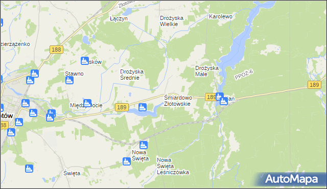 mapa Śmiardowo Złotowskie, Śmiardowo Złotowskie na mapie Targeo