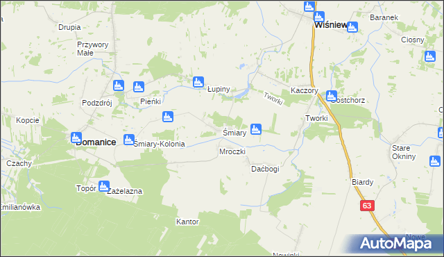 mapa Śmiary, Śmiary na mapie Targeo