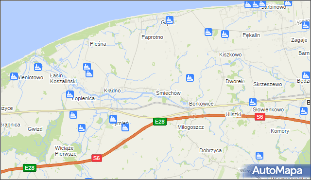 mapa Śmiechów, Śmiechów na mapie Targeo