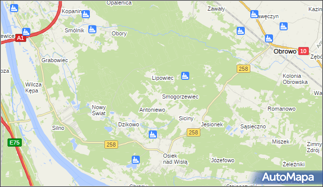 mapa Smogorzewiec, Smogorzewiec na mapie Targeo