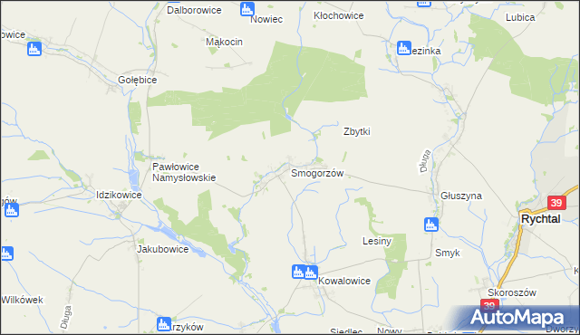 mapa Smogorzów gmina Namysłów, Smogorzów gmina Namysłów na mapie Targeo