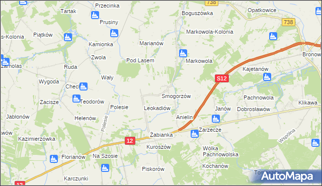 mapa Smogorzów gmina Puławy, Smogorzów gmina Puławy na mapie Targeo