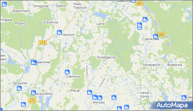 mapa Smołdzęcino, Smołdzęcino na mapie Targeo