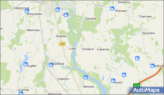 mapa Smolęcin gmina Gryfice, Smolęcin gmina Gryfice na mapie Targeo
