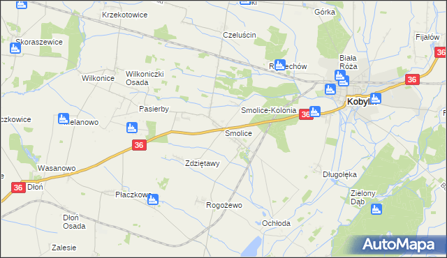 mapa Smolice gmina Kobylin, Smolice gmina Kobylin na mapie Targeo