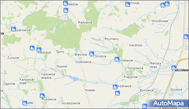 mapa Smolice gmina Pakosławice, Smolice gmina Pakosławice na mapie Targeo